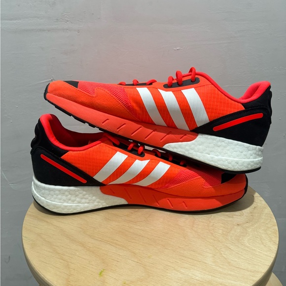 Adidas ZX 1K Boost Bold Logo Graphic - Solar Red Men’s Size 12 - Picture 6 of 8